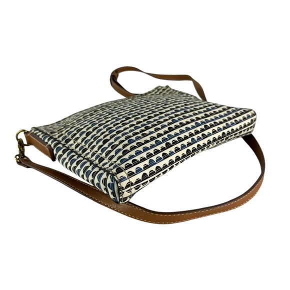 Vintage FOSSIL Blue & White Emma Coated Canvas Genuine Crossbody Bag - Picture 7 of 9